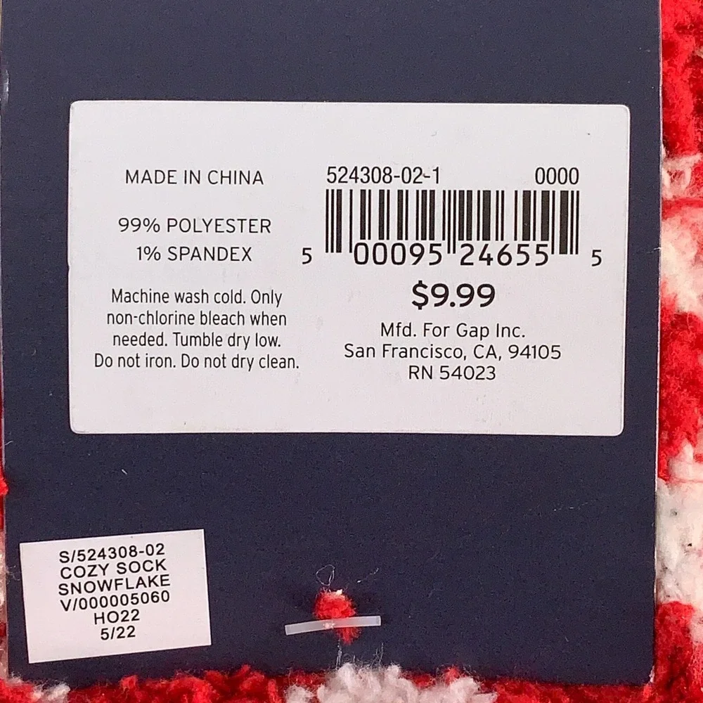 GAP Women's One Size Red‎ Snowflake Cozy Crew Socks 1 Pair NWT